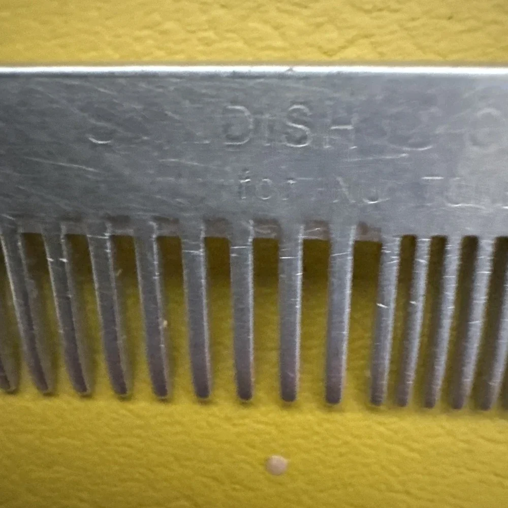Vintage Swedish Crown Handmade Aluminum Metal Comb 65 Made In Sweden 6.75
